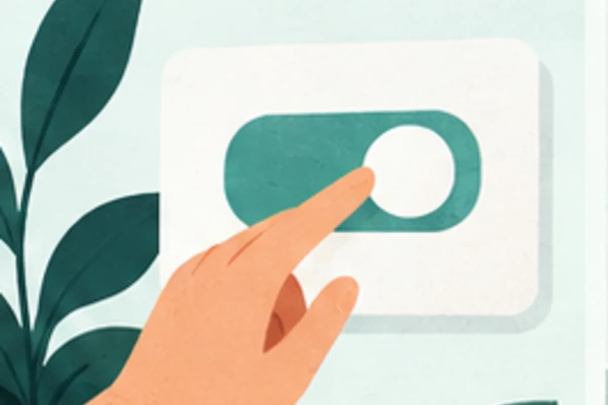 A hand selecting one clear option from a simple analytics control