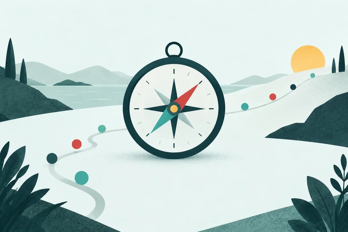 A compass over a landscape with a small set of measured signals