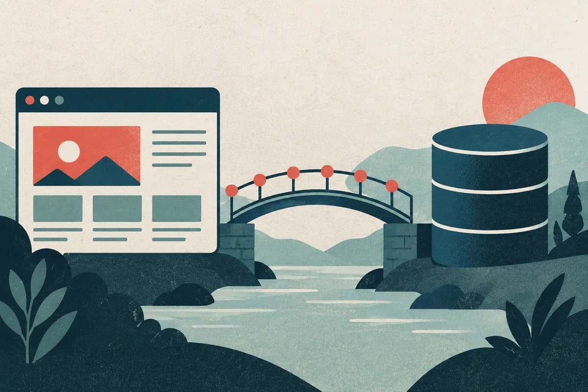 A browser and database connected by a bridge with a clear measurement path